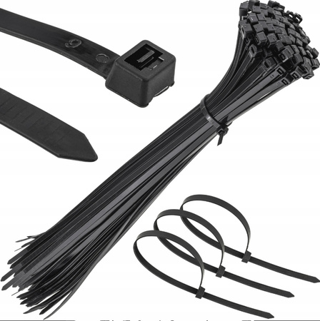 OPASKI ZACISKOWE VARGO TRYTYTKI TRYTKI KABLOWE CZARNE 8×500mm 100szt/op.