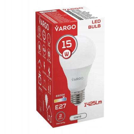 LED Żarówka VARGO A65 15W E27 1425lm 6500K (V-111972)