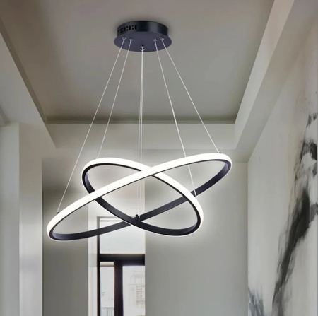 LAMPA WISZĄCA OPRAWA 2 PIERŚCIENIE LED 58 W MATOWA CZARNA VARGO