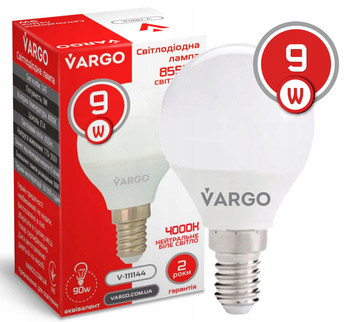 LED Żarówka VARGO G45 9W E14 855lm 4000K (V-111144)