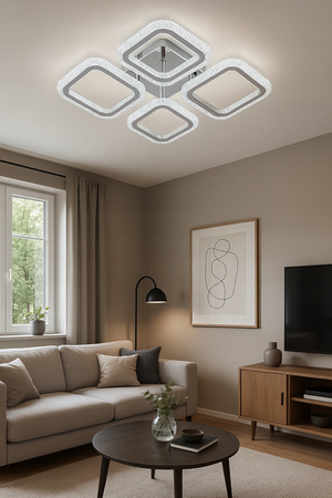 LAMPA SUFITOWA LED 64W PILOT 3 TRYBY ŚWIATŁA NOWOCZESNA CHROM VARGO