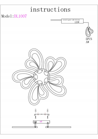 LAMPA SUFITOWA LED ZYRANDOL 100W 3000-6500K PILOT REGULACJA ŚWIATŁA VARGO