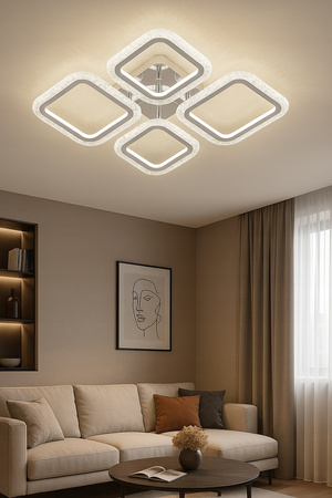 LAMPA SUFITOWA LED 64W PILOT 3 TRYBY ŚWIATŁA NOWOCZESNA CHROM VARGO