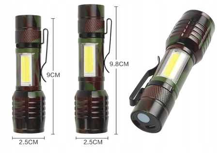 LATARKA LED VARGO WIELOFUNKCYJNA AKUMULATOROWA USB 3 TRYBY ZOOM