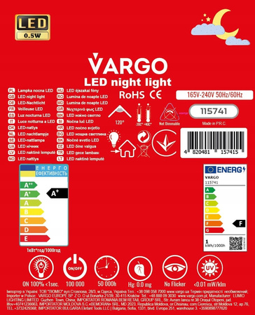 "LAMPKA NOCNA VARGO LED, GWIAZDA, NL118 V-115741