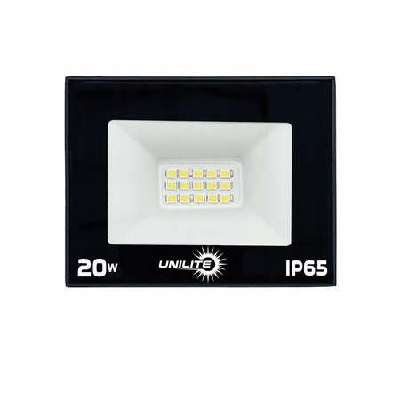 NAŚWIETLACZ REFLEKTOR LAMPA LED GARAŻOWA DO OGRODU UNILITE IP65 6500K 20W