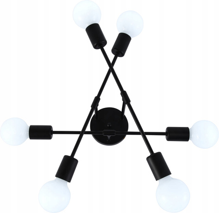 LAMPA SUFITOWA WISZĄCA LOFT 6*60W MATOWA CZARNA Ø460*230 VARGO