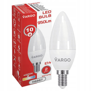 LED Żarówka VARGO C37 10W E14 4000K 950 lm (V-118867)