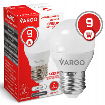 LED Żarówka VARGO G45 9W E27 855lm 4000K (V-111145)
