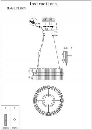 ZYRANDOL KRYSZTALOWY ZŁOTY LED90W VARGO