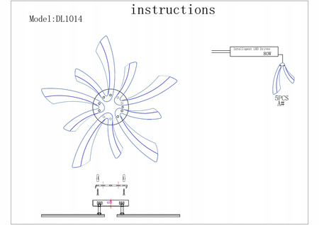 LED LAMPA SUFITOWA PLAFON ŻYRANDOL 70 W + PILOT VARGO