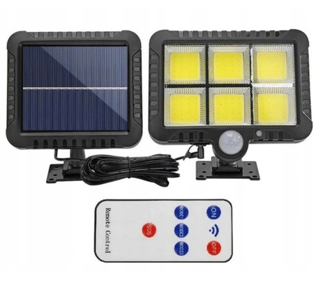 LAMPA SOLARNA Z CZUJNIKIEM RUCH ZMIERZCHU LED ZEWNĘTRZNA OGRODOWA + PILOT