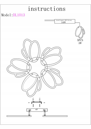 LAMPA SUFITOWA LED ZYRANDOL 120W 3000-6500K PILOT REGULACJA ŚWIATŁA VARGO