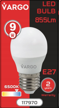 LED Żarówka VARGO G45 9W E27 855lm 6500K