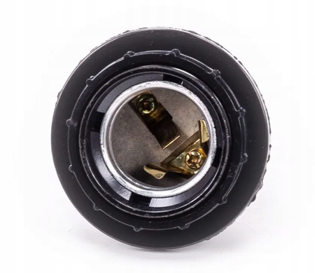 Czarne bakelitowe gniazdo E27 z pierścieniem (4A, 250V)