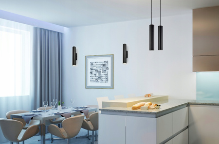 LAMPA KINKIEY TUBA CZARNA PODWÓJNA LED PWL 2x5W 3000K IP20