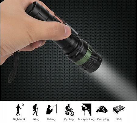 LATARKA LED VARGO MOCNA AKUMULATOROWA WIELOFUNKCYJNA CZARNA