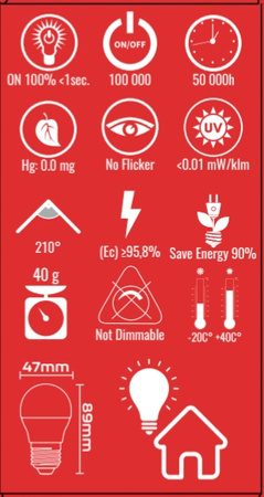 LED Żarówka VARGO G45 9W E27 855lm 6500K