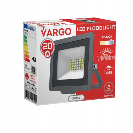 NAŚWIETLACZ REFLEKTOR LAMPA LED OGRODOWA GARAŻOWA DO OGRODU IP65 6500K 20W