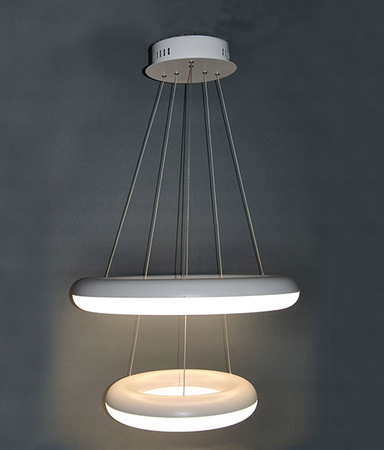 LAMPA SUFITOWA LAMPA WISZĄCA DWA PIERŚCIENIE LED BIAŁA PW 80W 4500K IP20