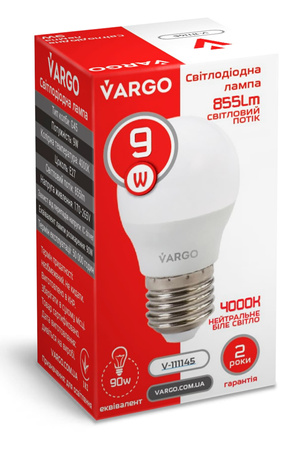 LED Żarówka VARGO G45 9W E27 855lm 4000K (V-111145)