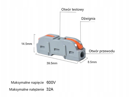 SZYBKOZŁĄCZKA KOSTKA ELEKTRYCZNA ZŁĄCZKA ZACISK Z 1-go NA 1 PRZEWÓD VARGO