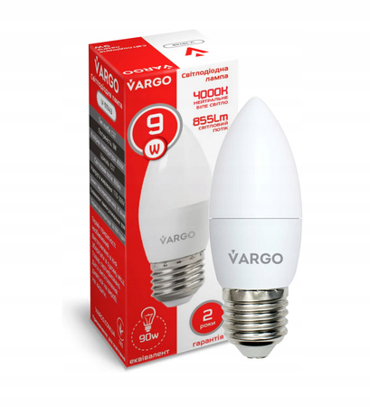LED Żarówka VARGO C37 9W E27 855lm 4000K (V-111143)