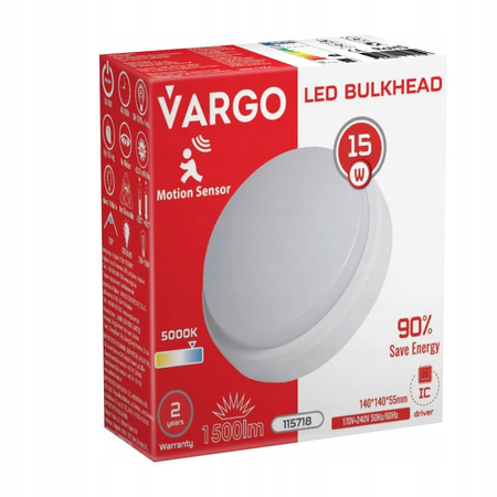 Oprawa LED 15W okrągła z czujnikiem ruchu