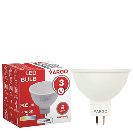 LED Żarówka VARGO MR16 3W 4000K 285lm 230V (V-118869)