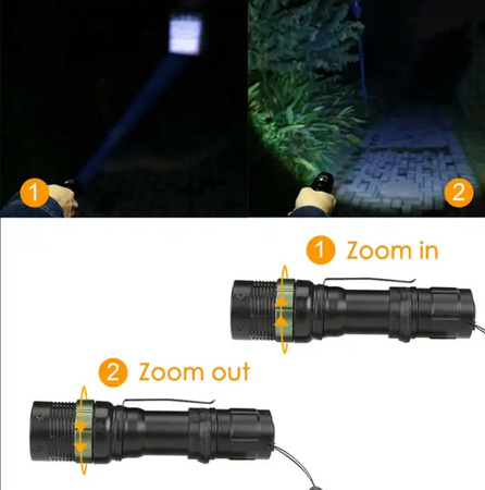 LATARKA LED VARGO MOCNA AKUMULATOROWA WIELOFUNKCYJNA CZARNA
