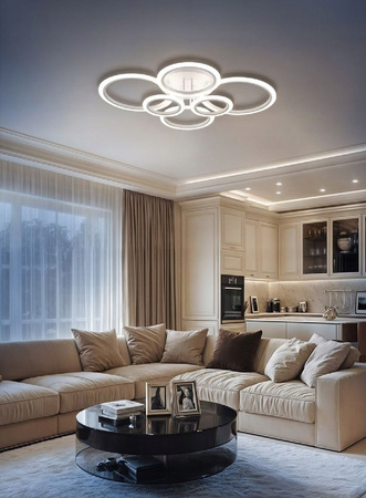 LAMPA SUFITOWA LED ZYRANDOL RING MATOWY BIAŁY 132W VARGO + PILOT