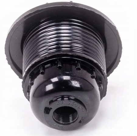 Czarne bakelitowe gniazdo E27 z pierścieniem (4A, 250V)