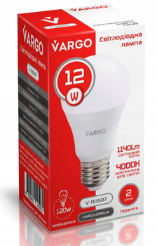 LED Żarówka VARGO A60 12W E27 1140lm 4000K (V-110507)