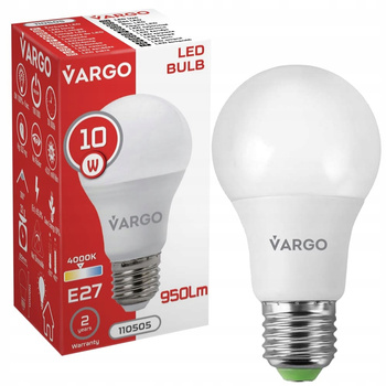 LED Żarówka VARGO A60 10W E27 4000K 950lm (V-110505)