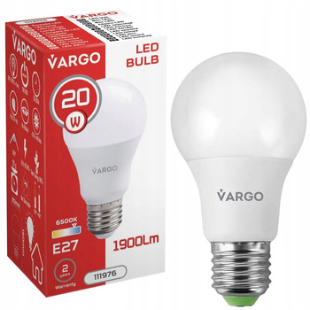 LED Żarówka VARGO A80 20W E27 1900lm 6500K V-111976