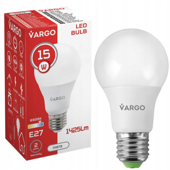LED Żarówka VARGO A65 15W E27 1425lm 6500K (V-111972)