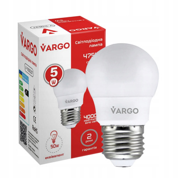 LED Żarówka VARGO G45 5W E27 475lm 4000K (V-110537)